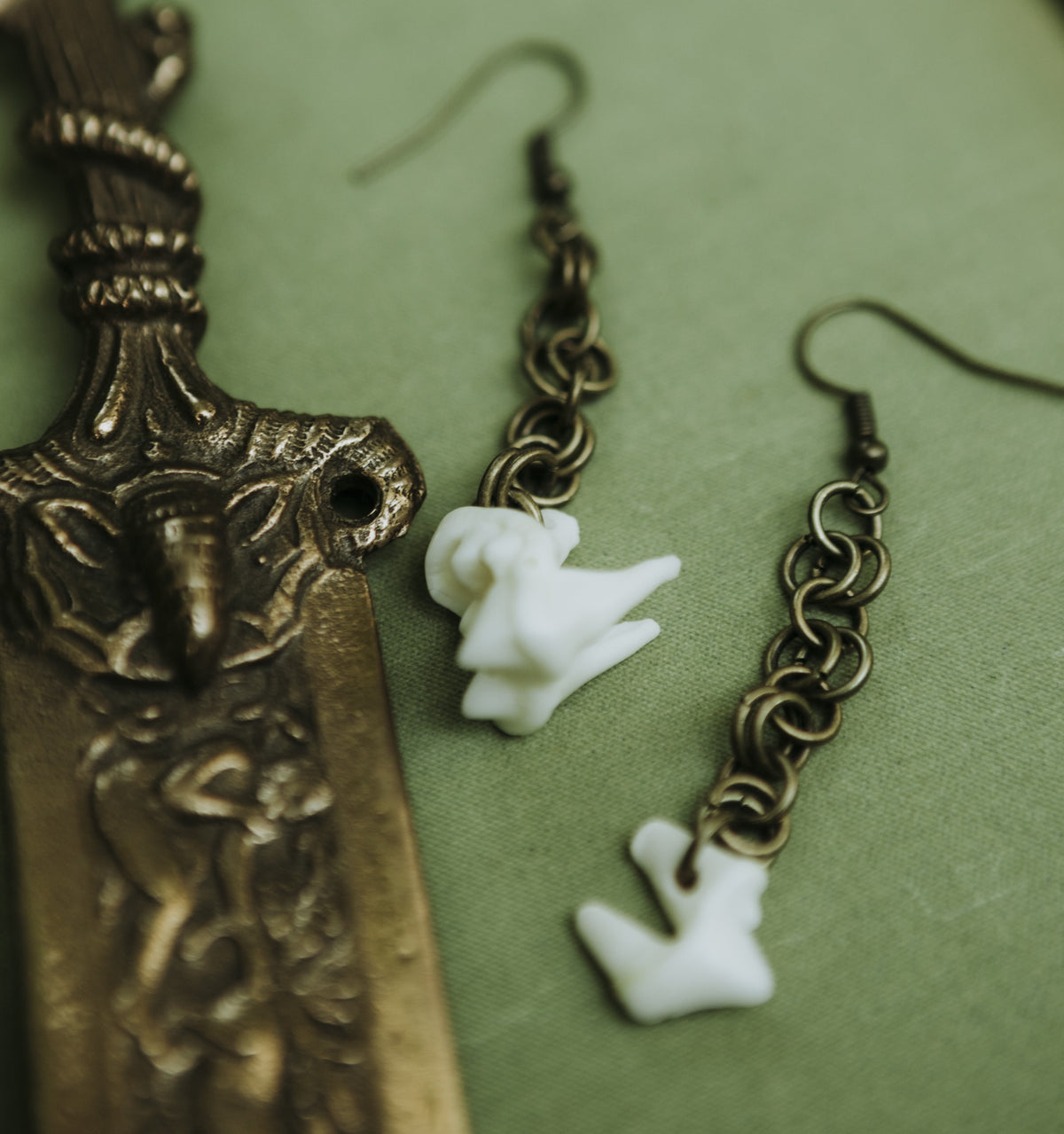 Coyote Teeth  Chainmail Earrings