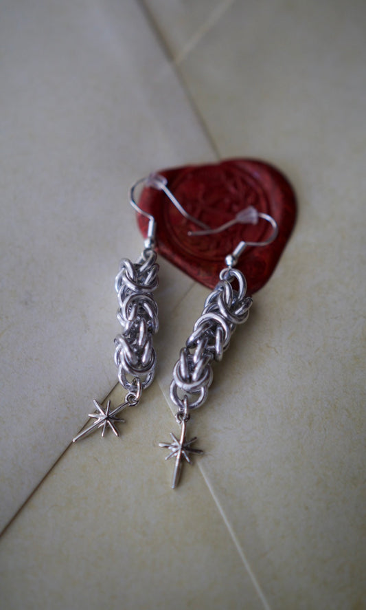 Celestial chainmail earrings